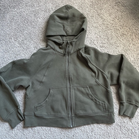 lululemon athletica Jackets & Blazers - Lululemon Scuba Oversized Full Zip Green Hoodie w/Thumbholes Size M/L